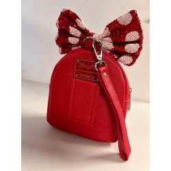 COMBO - Loungefly Disney Parks Minnie Mouse Red Sequin Bow Backpack + Wristlet Bag + Wallet