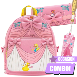 COMBO Loungefly Disney Cinderella Dress 70th Backpack  + Wallet + Lanyard