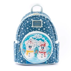 Loungefly Disney Mickey & Minnie Snowman Snow Globe Backpack