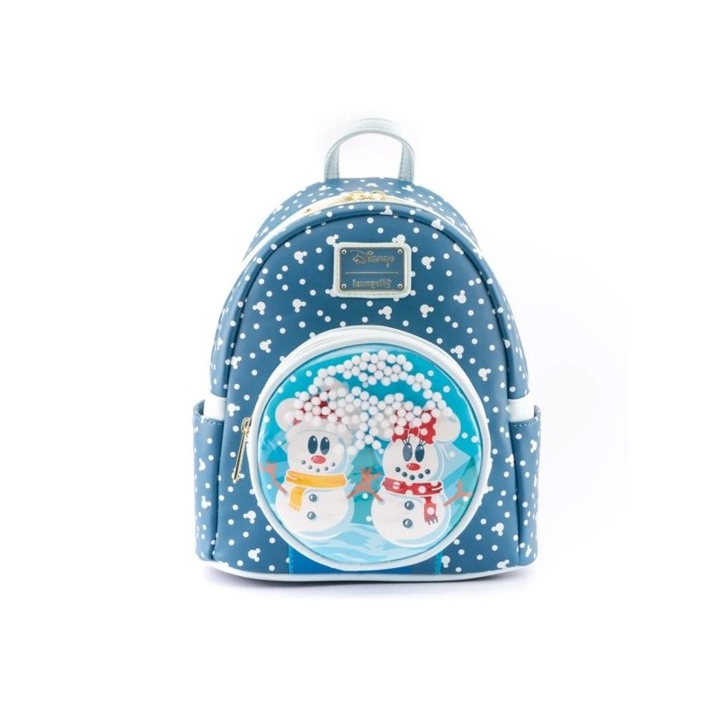 Loungefly Disney Mickey & Minnie Snowman Snow Globe Backpack